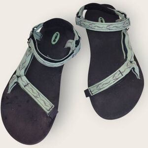 TEVA 6458 Womens Sz 9 Mint Green Fabric Strappy Comfort Flats Sport Sandal Hikin
